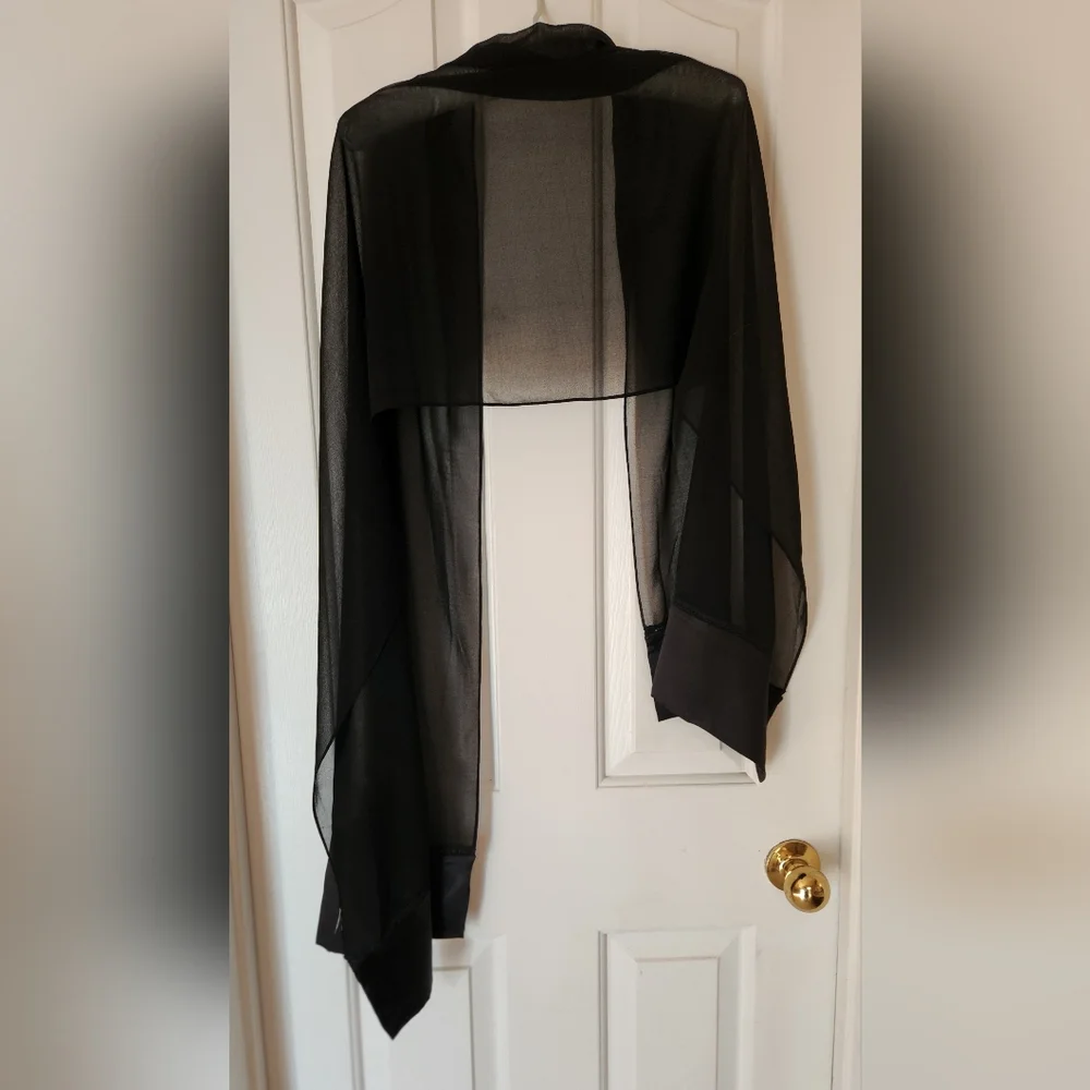 Black Long sheer Lightweight shawl wrap - Picture 2 of 7